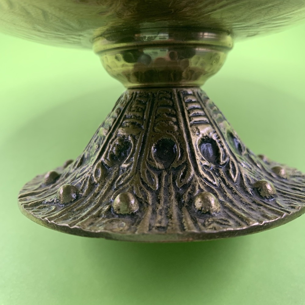 Vintage Tamar Enamel Flower  Brass Nut Cracker Mounted Footed Bowl Israel - Picture 6 of 14
